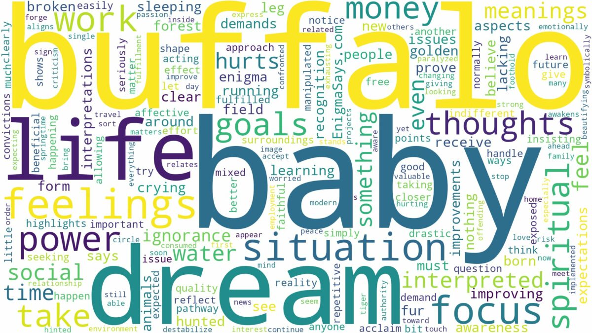 dream about baby buffalo and related dreams with their meanings in a word cloud