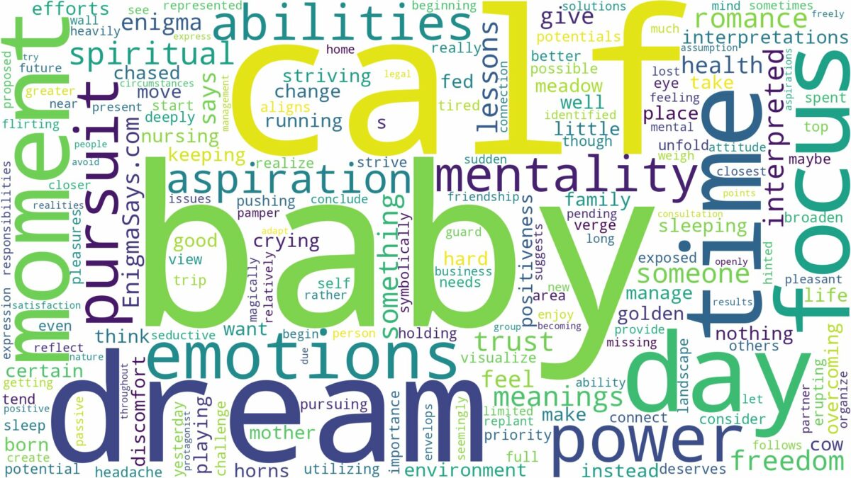 dream about baby calf and related dreams with their meanings in a word cloud