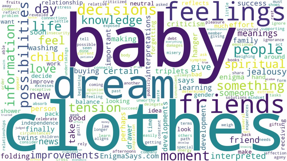 dream about baby clothes and related dreams with their meanings in a word cloud