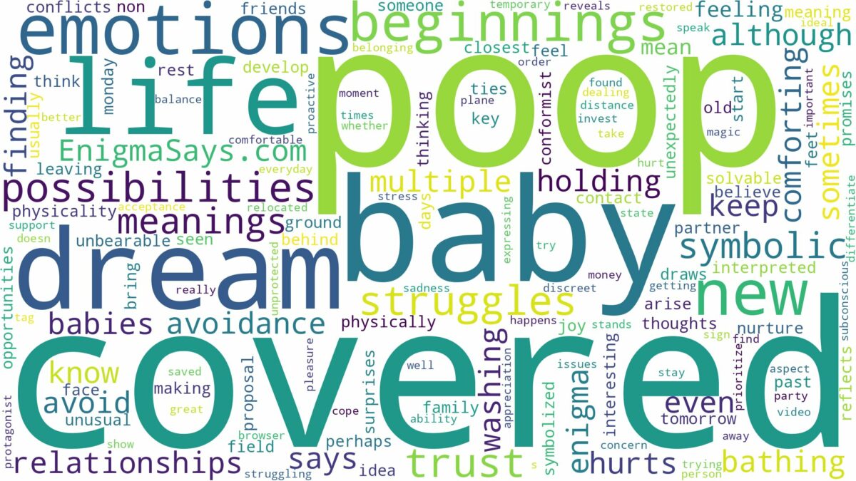 dream about baby covered in poop and related dreams with their meanings in a word cloud