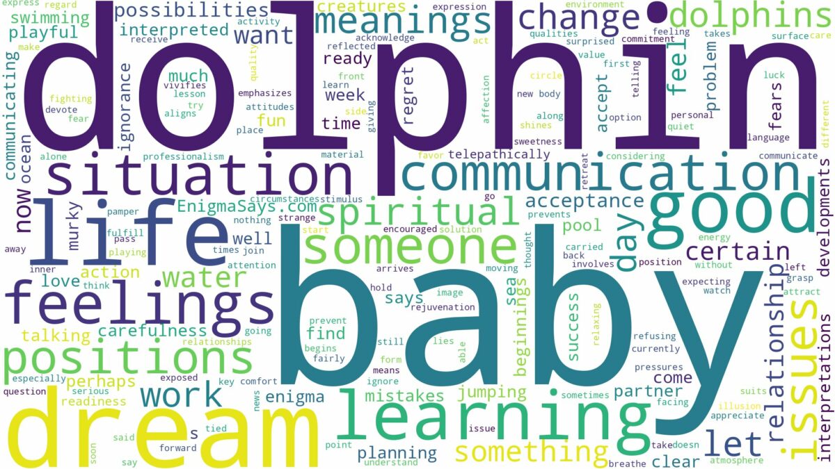 dream about baby dolphin and related dreams with their meanings in a word cloud