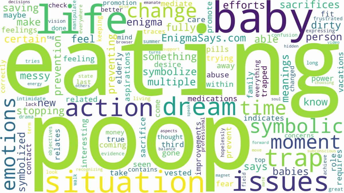 dreaming about baby eating poop and related dreams with their meanings in a word cloud