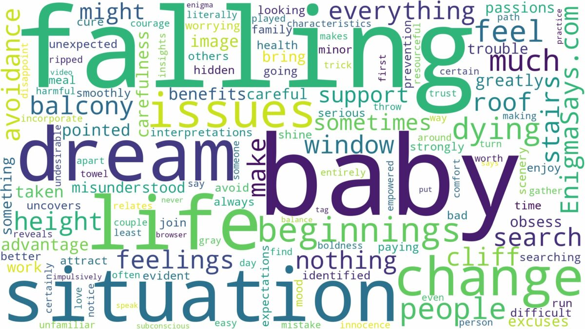 dreaming about baby falling and dying and related dreams with their meanings in a word cloud