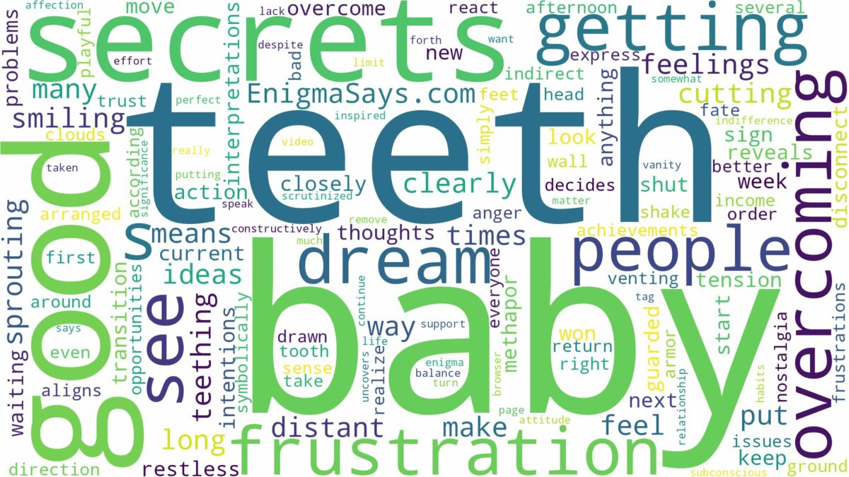 dreaming about baby getting teeth and related dreams with their meanings in a word cloud