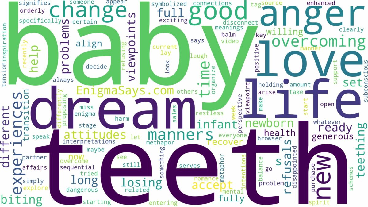 dreaming about baby having teeth and related dreams with their meanings in a word cloud