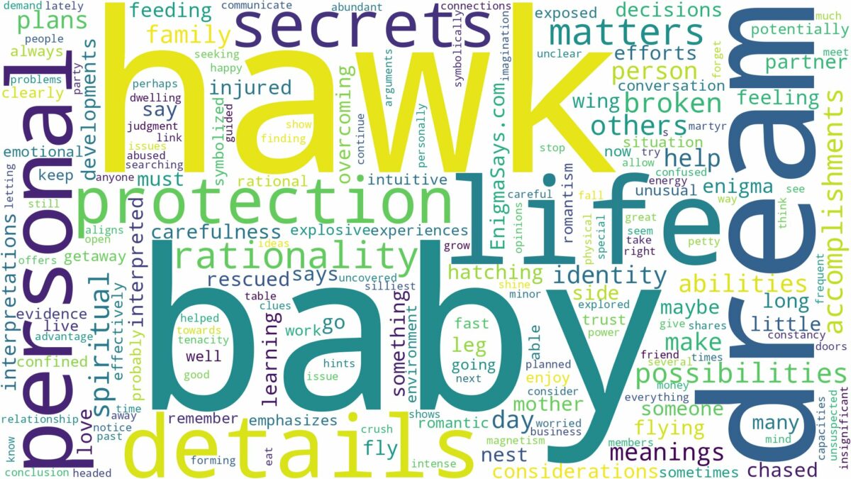 dream about baby hawk and related dreams with their meanings in a word cloud