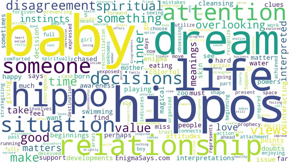 dream about baby hippo and related dreams with their meanings in a word cloud