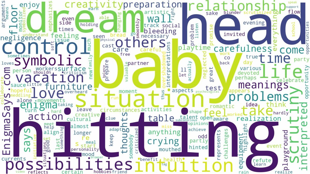 dreaming about baby hitting head and related dreams with their meanings in a word cloud