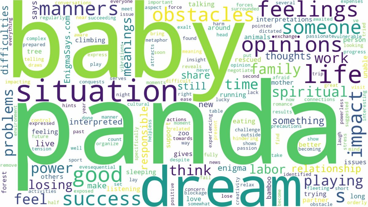 dream about baby panda and related dreams with their meanings in a word cloud