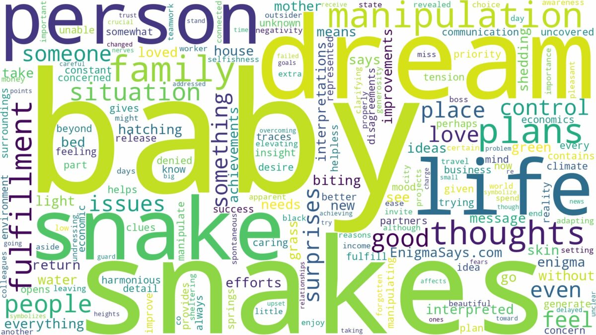 dream about baby snakes and related dreams with their meanings in a word cloud