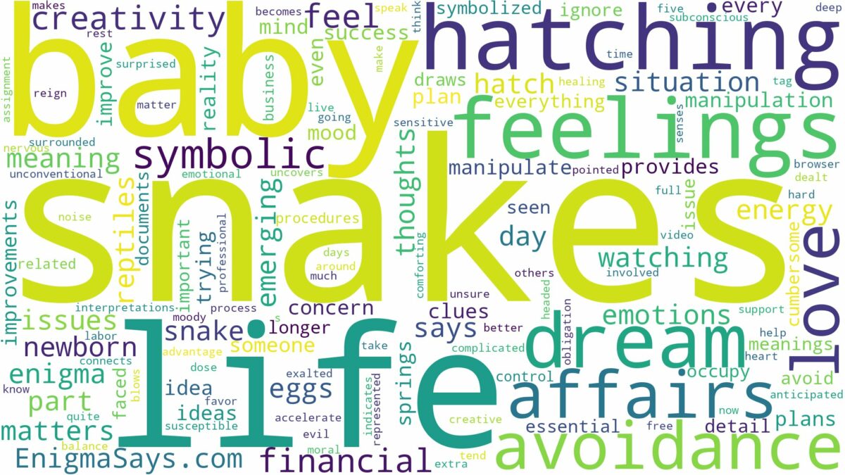 dreaming about baby snakes hatching and related dreams with their meanings in a word cloud