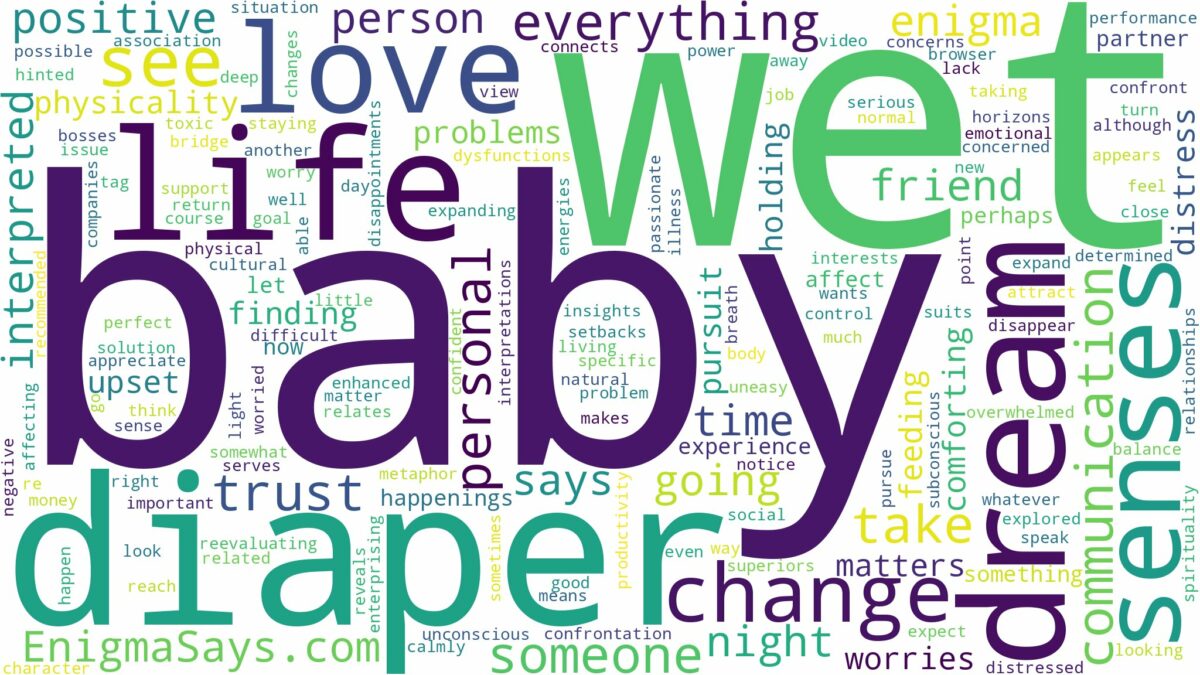 dream about baby with wet diaper and related dreams with their meanings in a word cloud