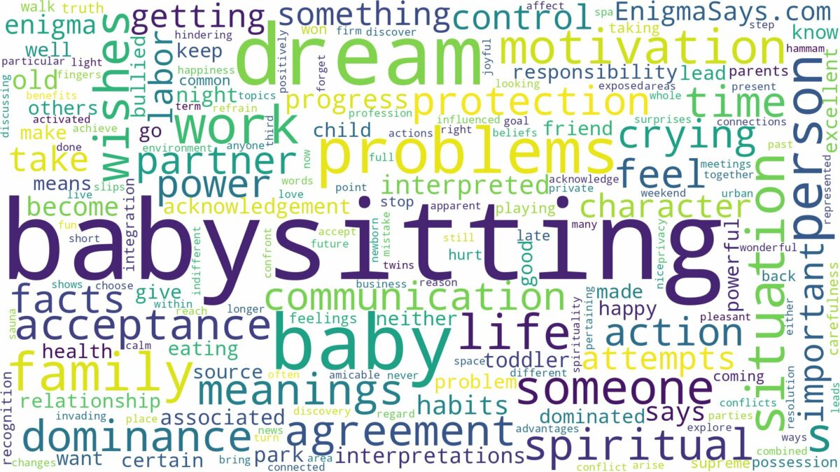 dream of babysitting and related dreams with their meanings in a word cloud