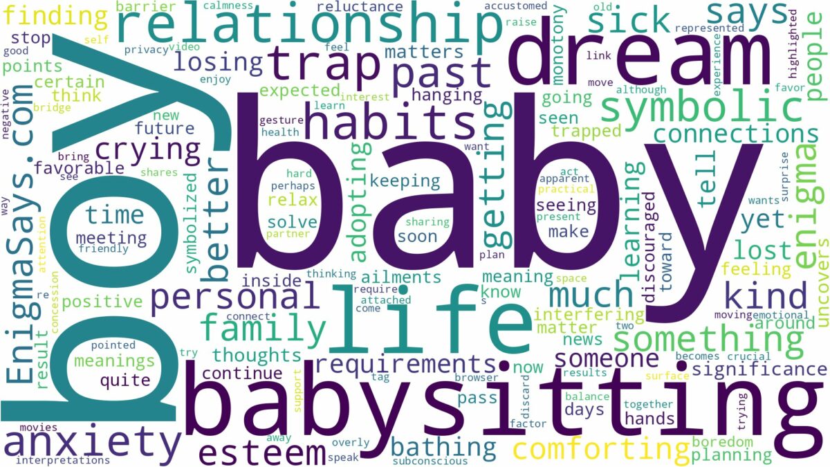 dreaming of babysitting a baby boy and related dreams with their meanings in a word cloud