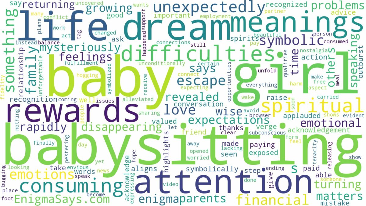 dreaming of babysitting a baby girl and related dreams with their meanings in a word cloud