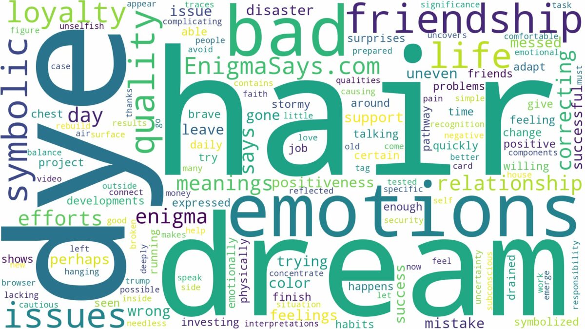 dream about bad hair dye and related dreams with their meanings in a word cloud