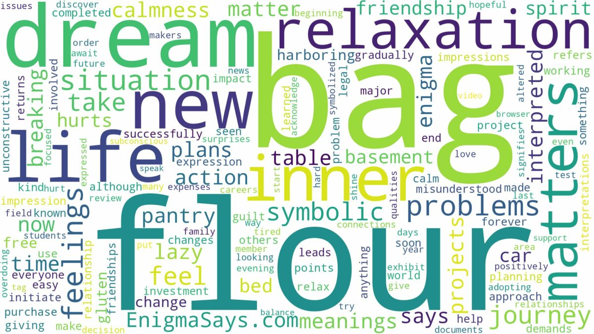 dream about bag of flour and related dreams with their meanings in a word cloud