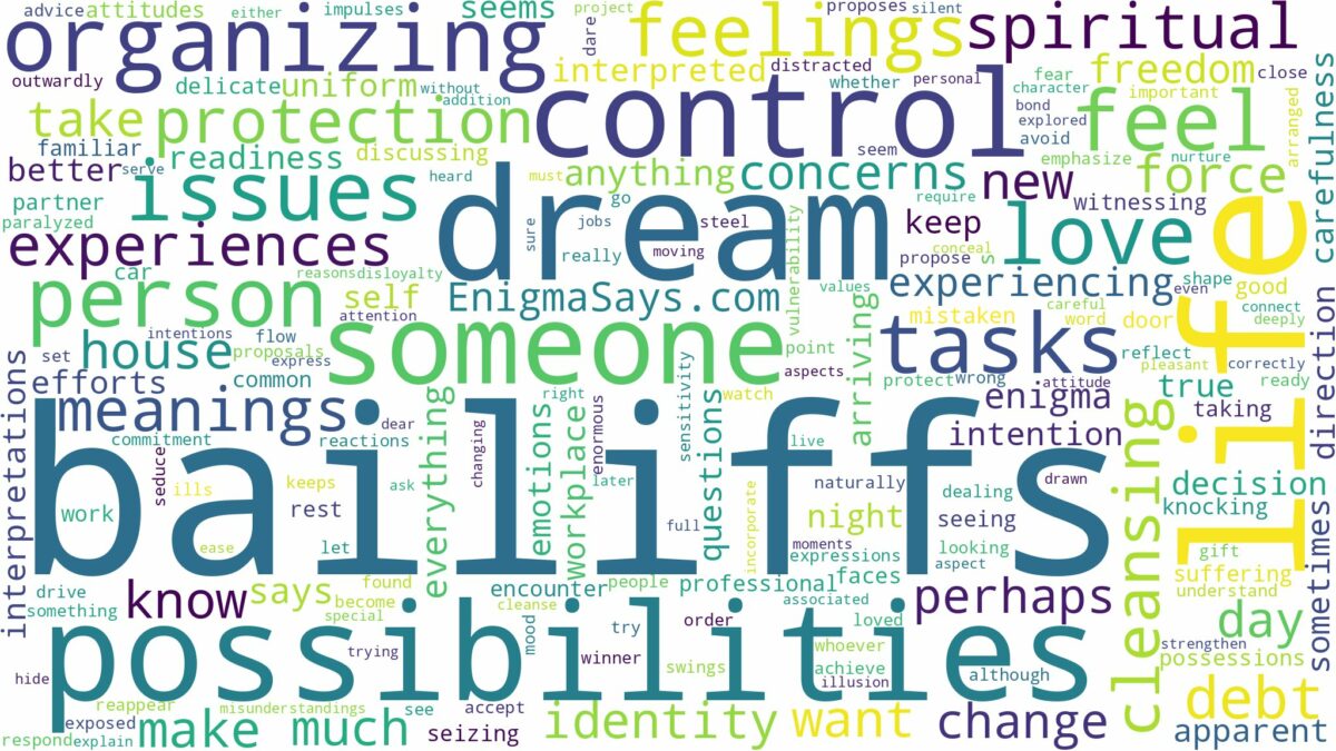 dreams about bailiffs and related dreams with their meanings in a word cloud