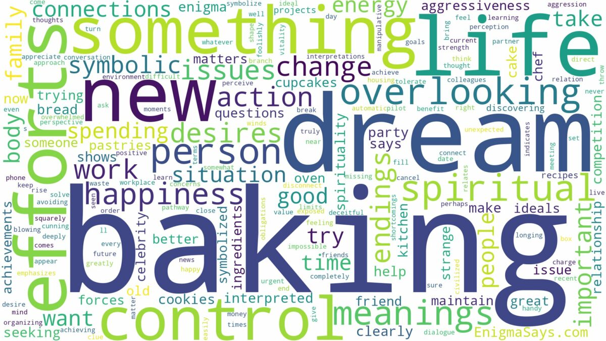 dream of baking and related dreams with their meanings in a word cloud