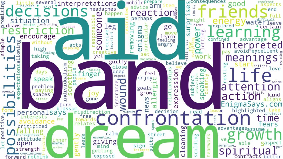 dream about band aid and related dreams with their meanings in a word cloud