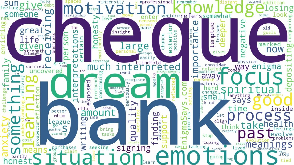 dream about bank cheque and related dreams with their meanings in a word cloud