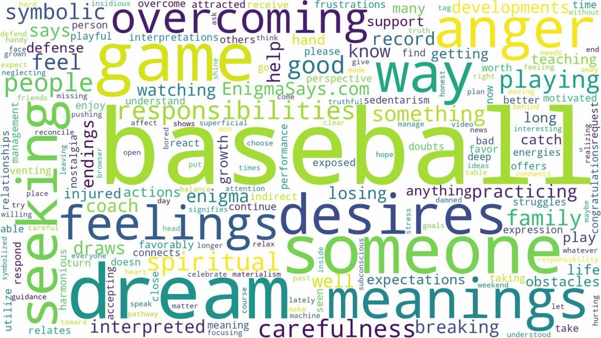 dream about baseball and related dreams with their meanings in a word cloud