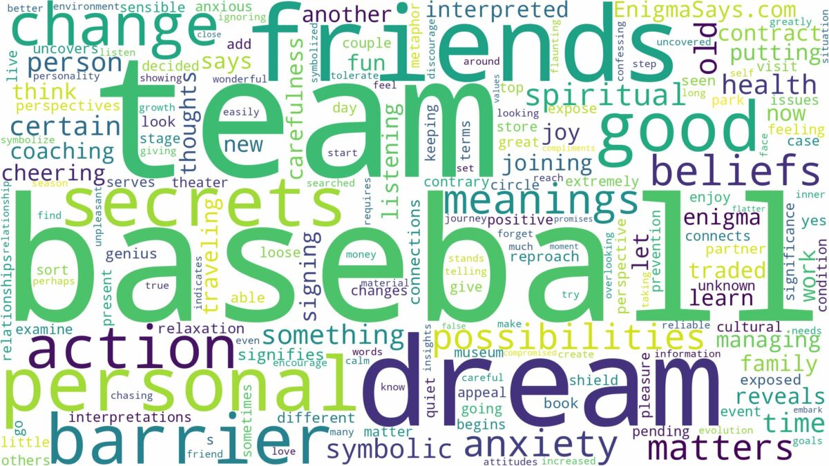 dream about baseball team and related dreams with their meanings in a word cloud