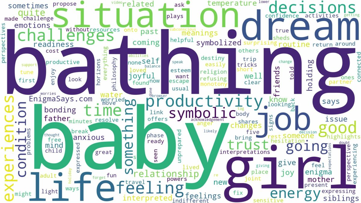 dreaming of bathing a baby girl and related dreams with their meanings in a word cloud