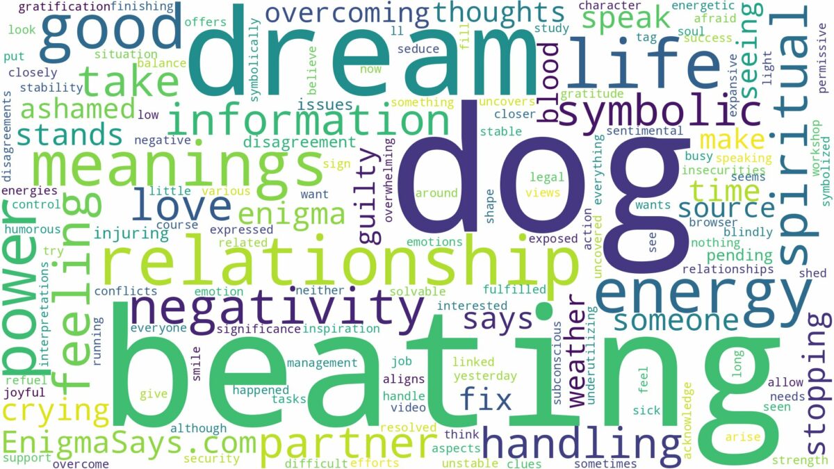 dream of beating a dog and related dreams with their meanings in a word cloud